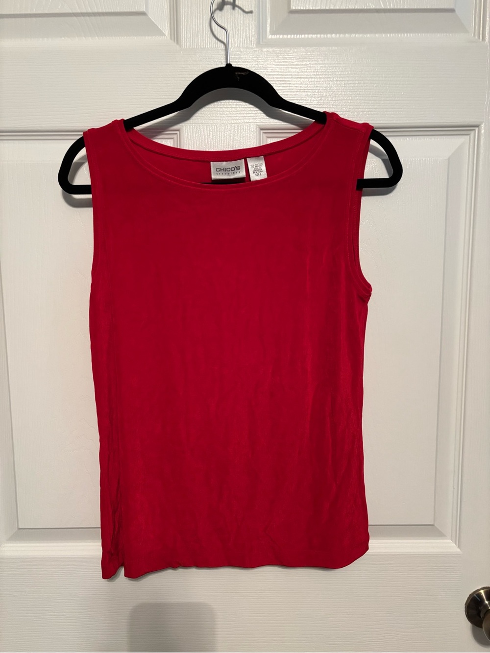 Chico's Red Travelers Sleeveless Knit Tank PTP 19-23”